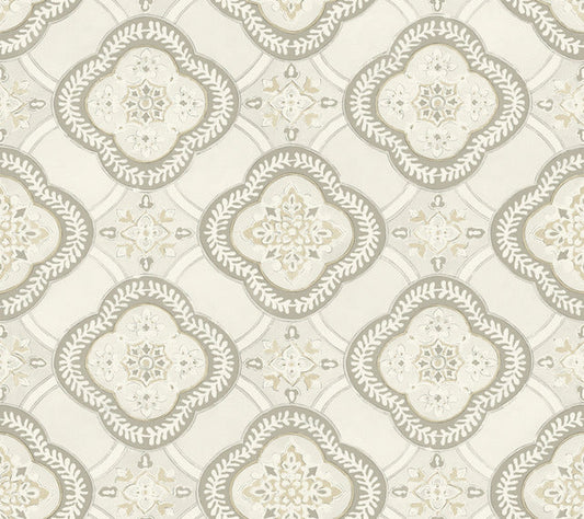 Beige/Brown Garden Trellis Hazel Wallpaper