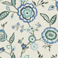 Blue/White/OffWhite Dahlia Blooms Dove/Cornflower Wallpaper