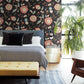Black/Pink Dahlia Blooms Midnight/Multi Wallpaper