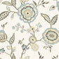 White/OffWhite/Blue Dahlia Blooms Cotton/Sky Wallpaper