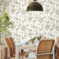 White/OffWhite/Blue Dahlia Blooms Cotton/Sky Wallpaper