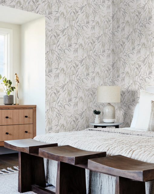 Beige/Grey Willow Grove Sand Wallpaper