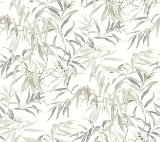 Beige/Grey Willow Grove Sand Wallpaper