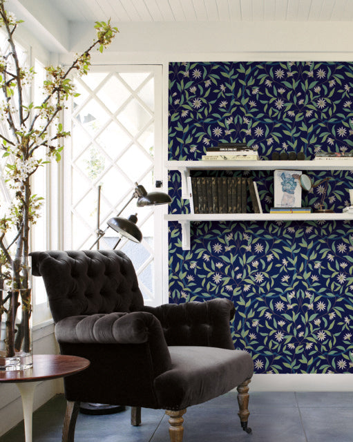 Blue Jasmine Indigo Wallpaper
