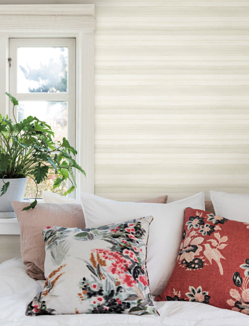 White/OffWhite Pandora Leaf Cotton Wallpaper