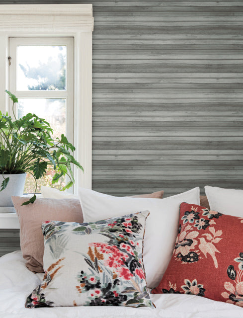 Grey Pandora Leaf Charcoal Wallpaper