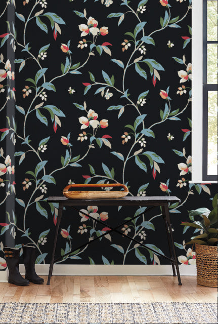 Black/Blue Springtime Midnight/Multi Wallpaper