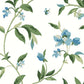 Blue/Green Springtime Cotton/Peacock Wallpaper