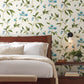 Blue/Green Springtime Cotton/Peacock Wallpaper