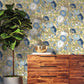 Yellow/Blue Vincent Poppies Sunflower Wallpaper