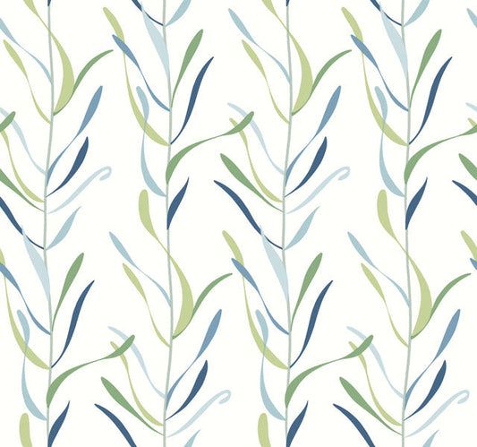 Blue/Green Chloe Vine Peacock Wallpaper