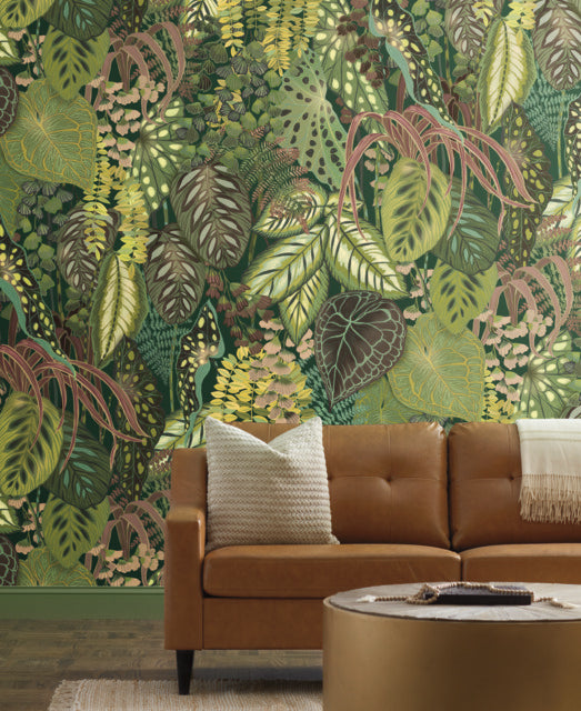 Green/Black Greenery Mural Jade Wall Mural
