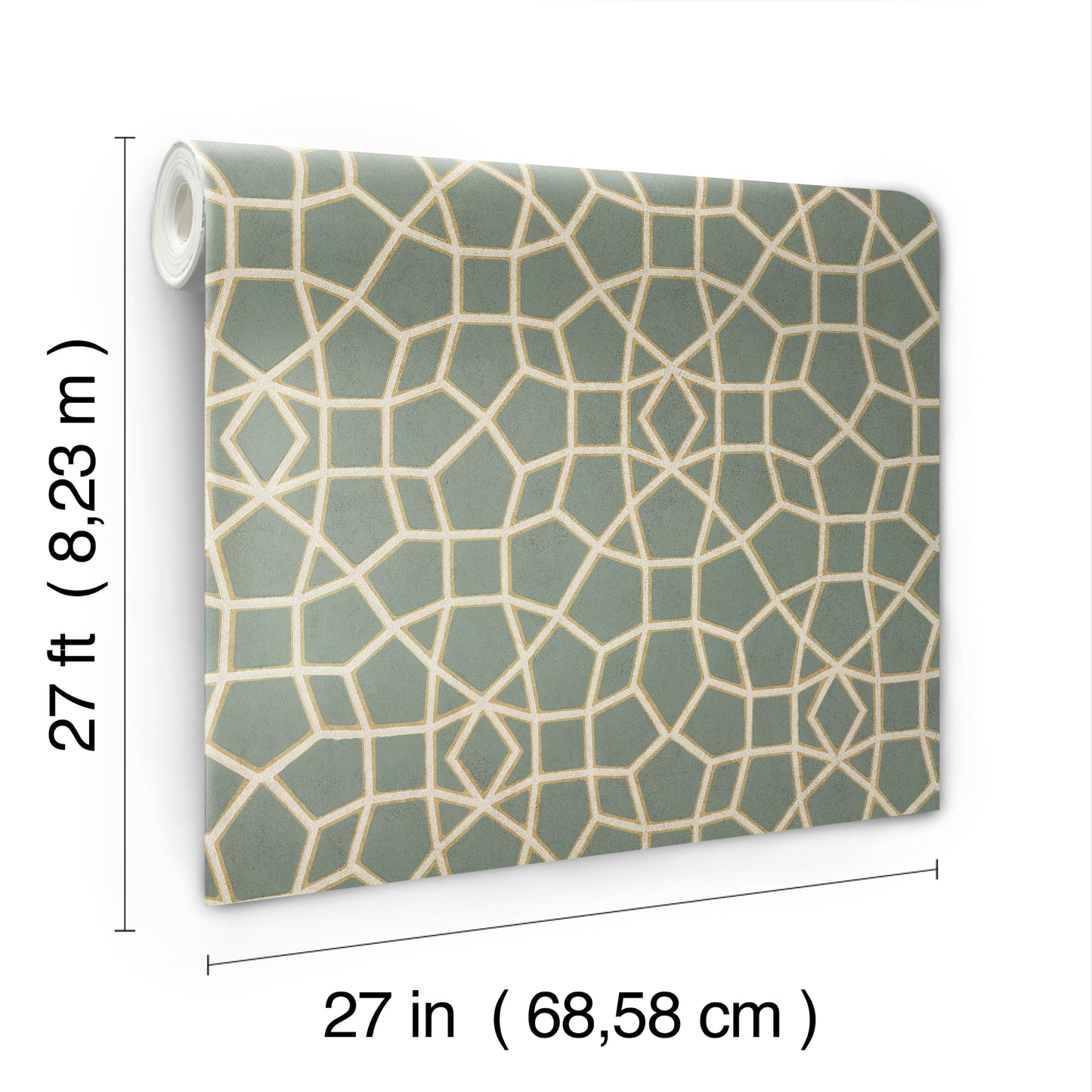 Sculptural Web Wallpaper Dark Green Gold