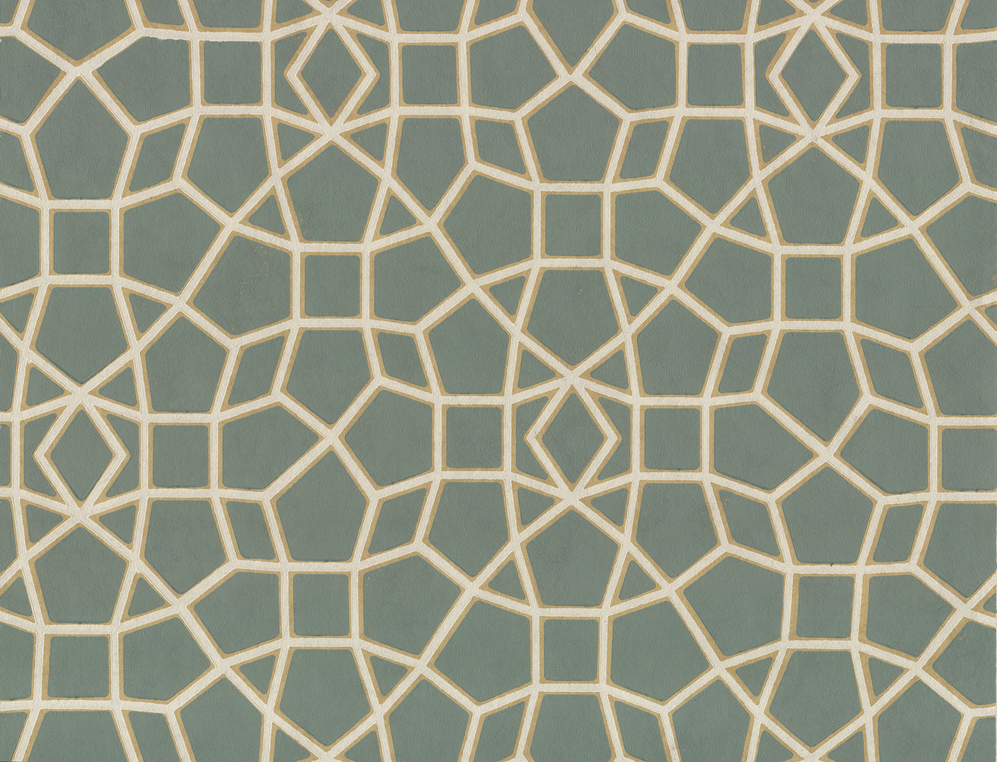 Sculptural Web Wallpaper Dark Green Gold