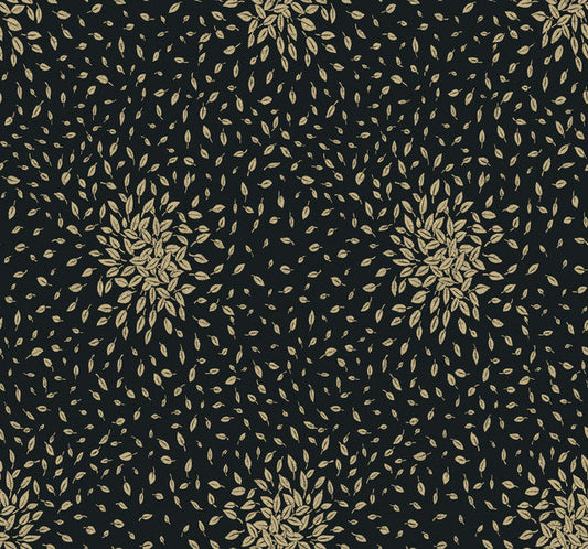 Black & Gold Petite Leaves Wallpaper Petite Leaves