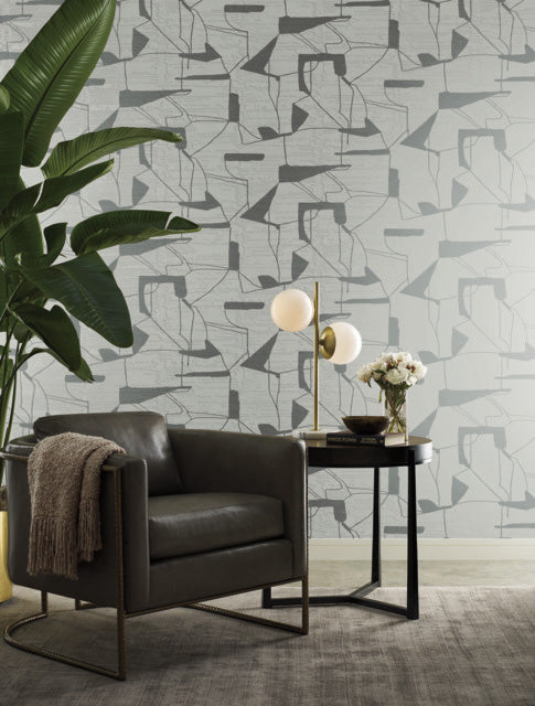 Fog & Silver Abstract Geo Wallpaper Abstract Geo