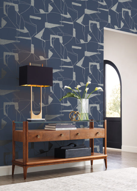 Navy & Silver Abstract Geo Wallpaper Abstract Geo
