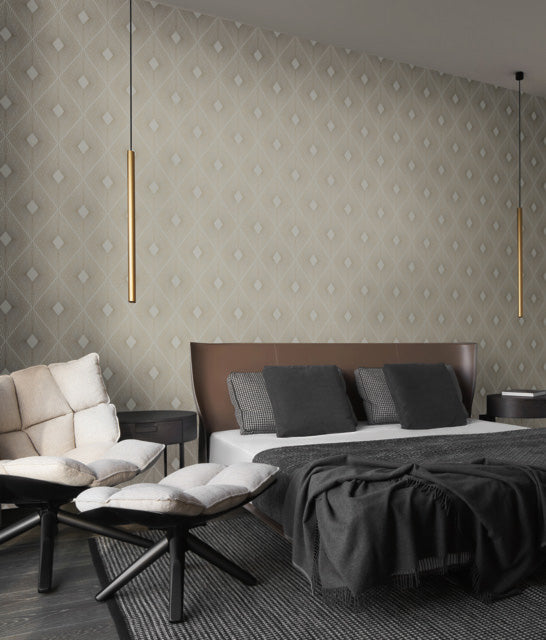 Light Grey & Gold Harlowe Wallpaper Harlowe