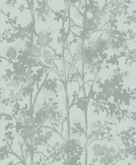 Spa & Silver Shimmering Foliage Wallpaper Shimmering Foliage