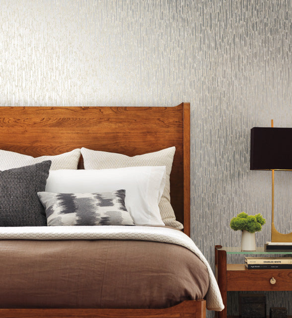 Cream & Silver Metallic Cascade Wallpaper Metallic Cascade
