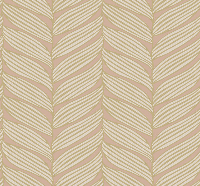 Blush & Gold Luminous Leaves Wallpaper Luminous Leaves