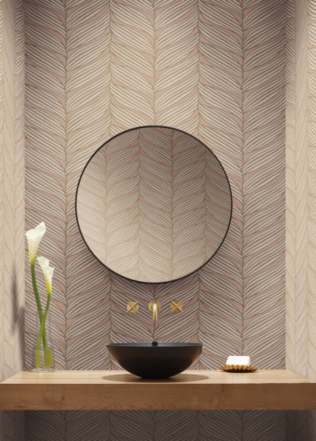 Blush & Gold Luminous Leaves Wallpaper Luminous Leaves