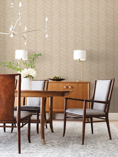 Blush & Gold Luminous Leaves Wallpaper Luminous Leaves