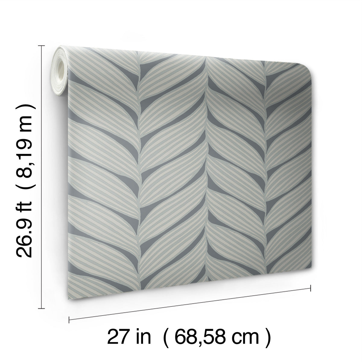 Charcoal & Silver Luminous Leaves Wallpaper Luminous Leaves