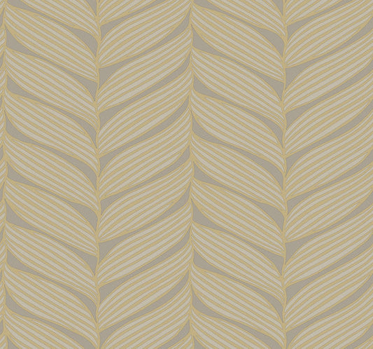 Grey & Gold Luminous Leaves Wallpaper Luminous Leaves