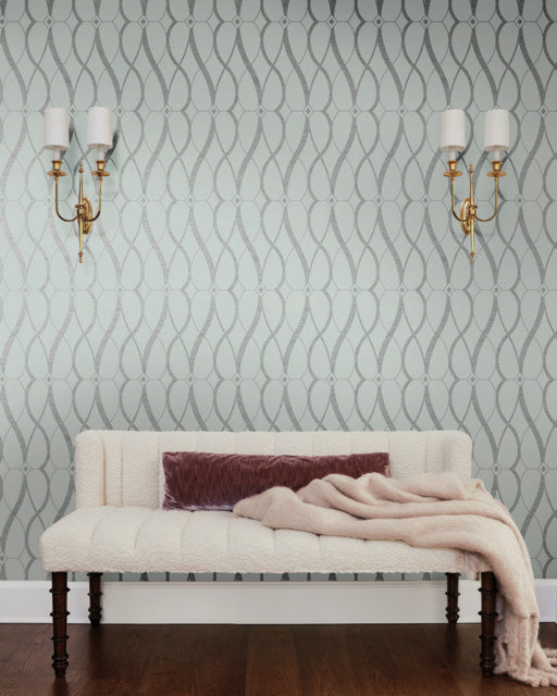 Spa & Silver Graceful Geo Wallpaper Graceful Geo
