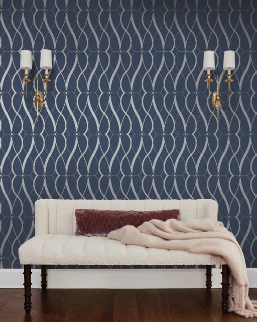 Navy & Silver Graceful Geo Wallpaper Graceful Geo