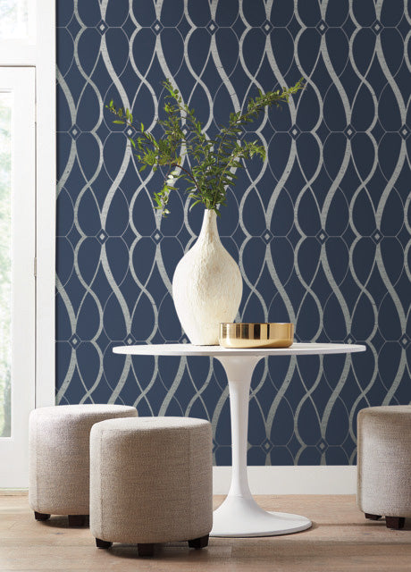 Navy & Silver Graceful Geo Wallpaper Graceful Geo
