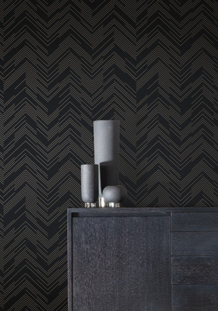 Black & Gold Polished Chevron Wallpaper Polished Chevron
