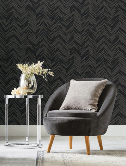 Black & Gold Polished Chevron Wallpaper Polished Chevron