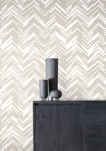 White & Gold Polished Chevron Wallpaper Polished Chevron