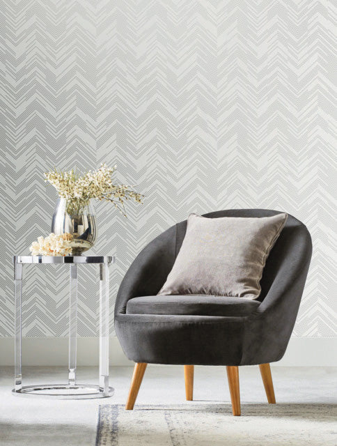 White & Silver Polished Chevron Wallpaper Polished Chevron