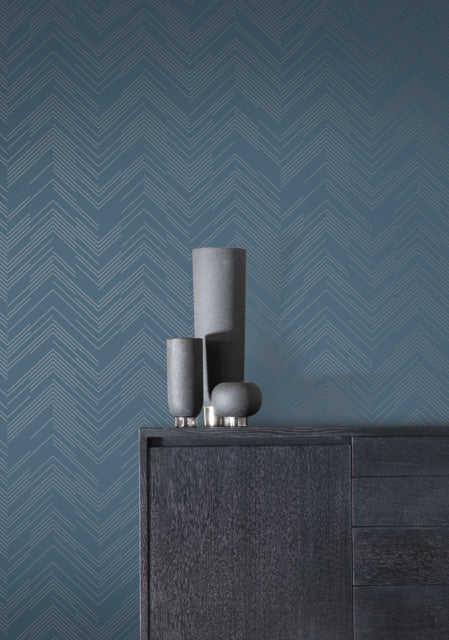 Blue & Silver Polished Chevron Wallpaper Polished Chevron