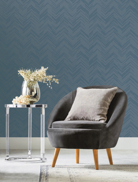 Blue & Silver Polished Chevron Wallpaper Polished Chevron