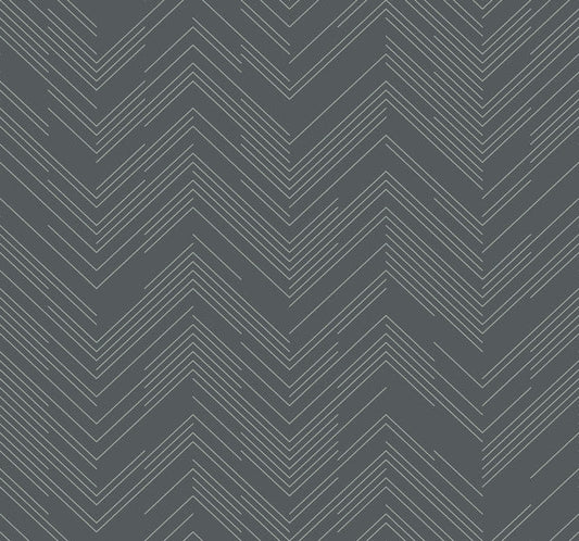 Charcoal & Silver Polished Chevron Wallpaper Polished Chevron