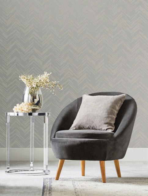 Taupe & Silver Polished Chevron Wallpaper Polished Chevron
