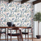 White/Pink/Teal Eden Retreat Wallpaper