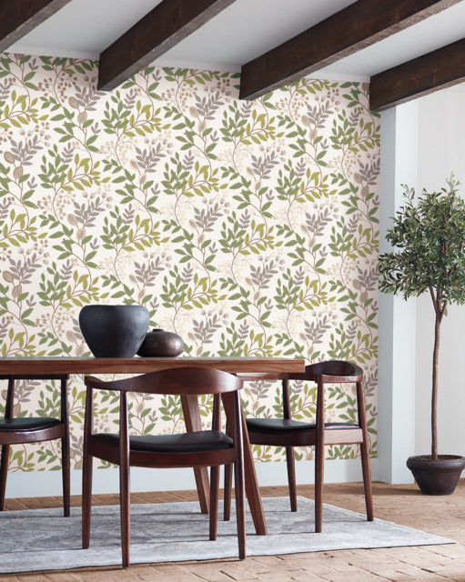 Beige/Green  Eden Retreat Wallpaper