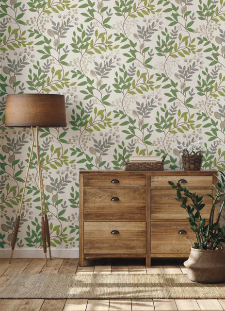 Beige/Green  Eden Retreat Wallpaper