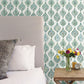 Pale Grey/Green Marketplace Motif Wallpaper