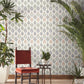 Off White/Green/Pink Marketplace Motif Wallpaper
