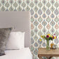 Off White/Green/Pink Marketplace Motif Wallpaper