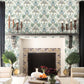 White/Green/Blue Seaside Jacobean Wallpaper