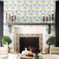White/Yellow/Blue Seaside Jacobean Wallpaper