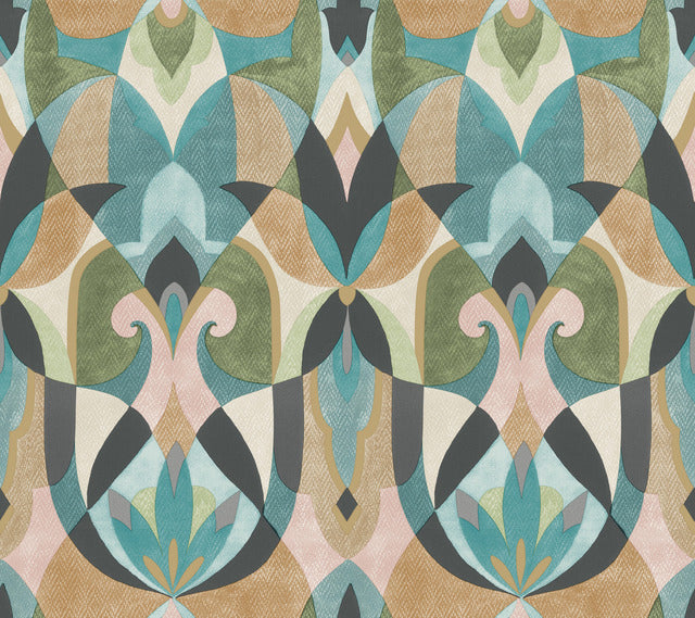 Green/Teal/Gold Malta Wallpaper