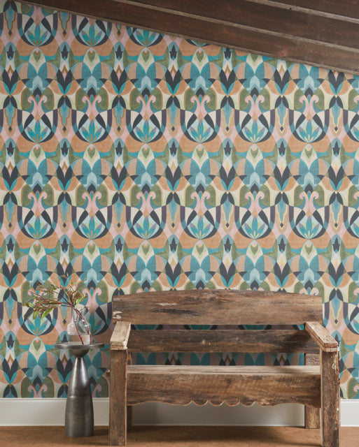 Green/Teal/Gold Malta Wallpaper